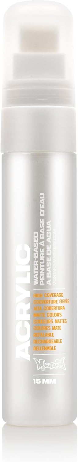 Montana Cans Acrylic Paint Marker, 15mm, Standard Nib, Shock White Pure (045415)...