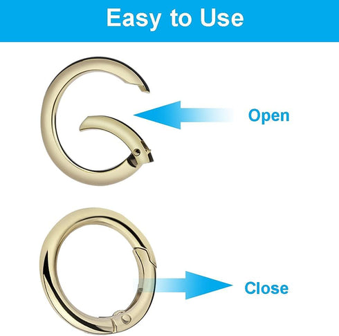 24 PCS Spring O Ring Set, Round Carabiner Snap Trigger Buckle in 4 Size, Zinc Alloy Hooks Clip DIY Accessories for Collars, Keychain, Purse and Ha...