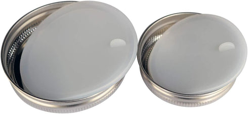 Mason Jar Lifestyle 5 Pack Stainless Steel Storage Lids with Platinum Silicone Liners for Wide Mouth Jars – Heavy Duty Caps for Mason Jars – Airti...
