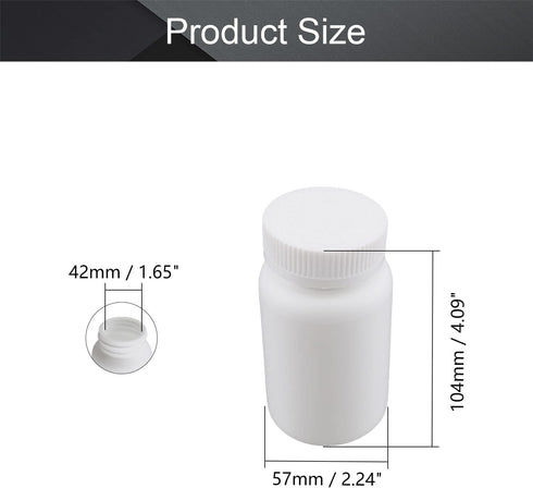 Othmro PE Plastic Lab Chemical Reagent Bottles 2pcs, 200ml/6.8oz Wide Mouth 42mmID Round Sample Liquid Storage Container Sealing Bottles White wit...