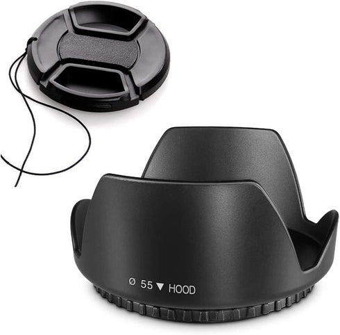 55mm Tulip Flower Lens Hood & Lens Cap Compatible for Nikon D5600 D3500 D7500 Camera kit AF-P DX 18-55mm f/3.5-5.6G VR...