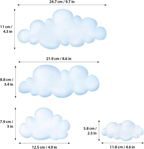 DECOWALL DS-8030 Clouds Kids Wall Stickers Wall Decals Peel and Stick Removable Wall Stickers for Kids Nursery Bedroom Living Room (Small)...