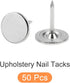 Upholstery Nail Tacks (11x13x1.2mm) 50Pcs, Iron Flat Head Push Pins - for House Construction, Home Kitchen Furniture, Silver Tone...