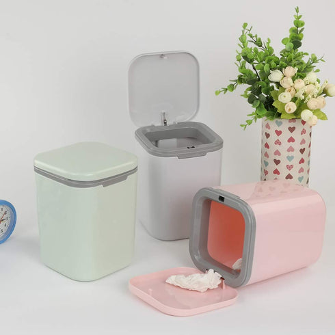 1/2 Gallon Tiny Countertop Trash Can, Push-Button (Pink)...