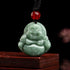 Gixaxak Laughing Buddha Pendant Necklace Green Jade Smiling Laughing Buddha Necklace Gemstone Lucky Amulet Jewelry for Women Men Natural Jade Budd...