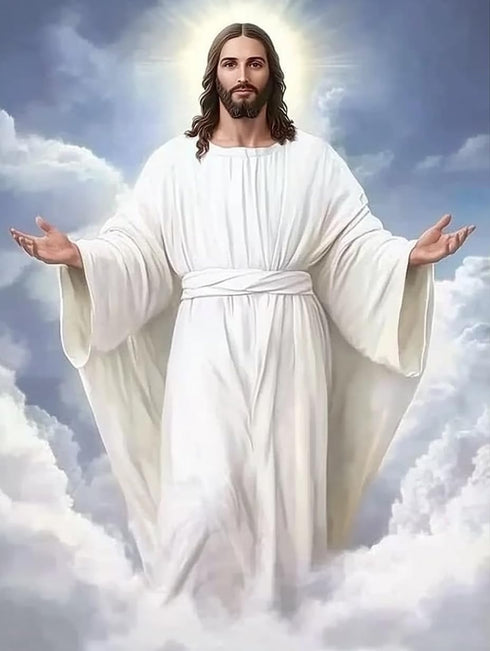 pigpigboss Cloud Jesus Diamond Painting Kit, 5D Full Round Drill Sky Jesus Diamond Art, Religious God Paint with Diamonds for Holiday Blessing Adu...