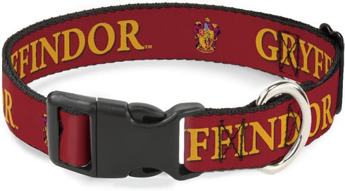 Dog Collar Plastic Clip Harry Potter Gryffindor Crest Black Red 15 to 24 Inches 1.0 Inch Wide...