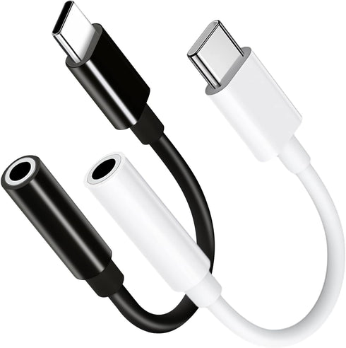2pack Type C to 3.5mm Female Headphone Jack Adapter, USB C to Aux Audio Dongle Cable Earphone Jack Converter Compatible with iPhone 15,Samsung Gal...