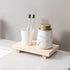 Bathroom Counter Organizer Wood Pedestal Stand Farmhouse Decorative Tray Soap Holder for Kitchen Decor, Burlywood...