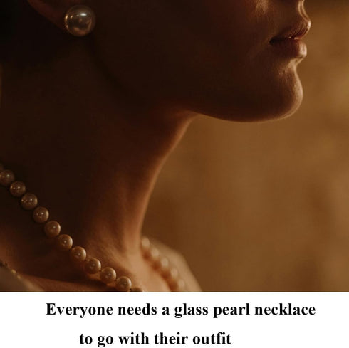 Pearl Necklace for Women, 4/6/8/10mm White Imitation Pearl Necklace, Round Faux Glass Pearl Necklace, Pearl Choker Necklace, Elegant Wedding Parti...