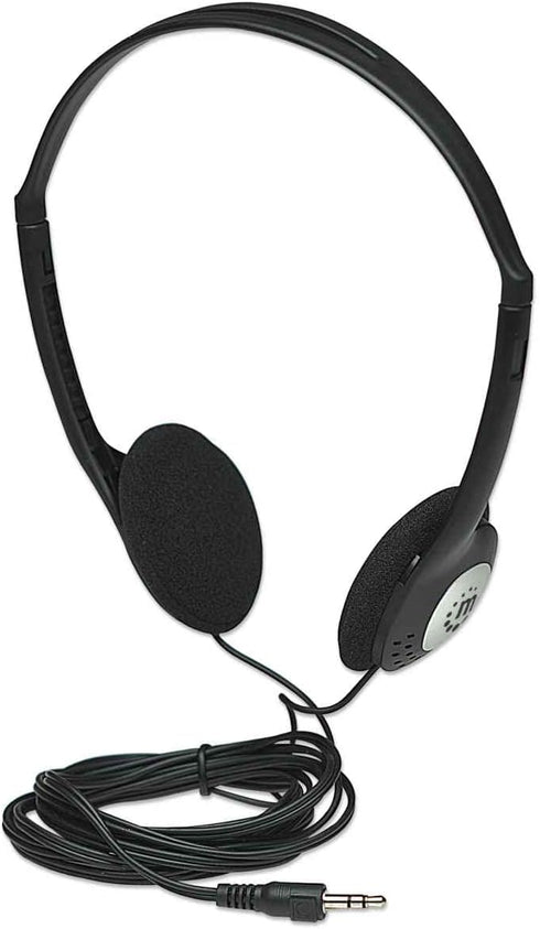 Manhattan On-Ear Wired Stereo Headphone - Long 6ft Cable, Single 3.5mm Plug, Lightweight, Adjustable Headband–for Walkman, CD Player, Computer -17...