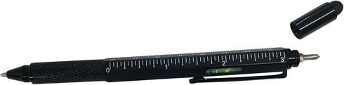 Performance Tool W9217 2 pk. Multi-Function Aluminum Black Ballpoint Pens, LED Light Stylus Ruler Level Bottle Opener Slotted & Phillips Screwdriv...