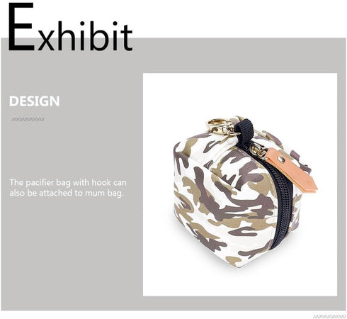 Amosfun Baby Pacifier Bag Waterproof PU Storage Bag Durable Soother Infant Storage Holder Baby Pacifier Box for Mom Outdoor Use Camouflage...