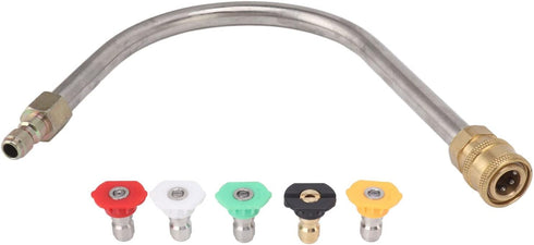 Pressure Washer Extension, Pressure Washer Curved Rod Pressure Washer Extension Wand Rod, Power Washer Lance Stainless Steel and Solid Brass 1/4 I...