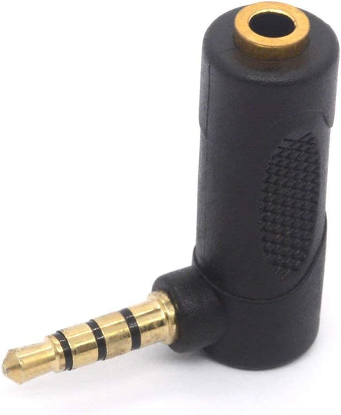 Gold Plated 3.5mm Headphone Adapters, Right Angle 3.5mm TRRS Male to Female AUX Connector 90 Degree 4 Pole 1/8" Audio Adaptors (2 Pack)...