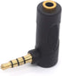 Gold Plated 3.5mm Headphone Adapters, Right Angle 3.5mm TRRS Male to Female AUX Connector 90 Degree 4 Pole 1/8" Audio Adaptors (2 Pack)...