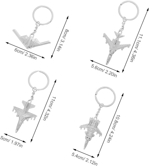4pcs Airplane Keychain Creative Fighter Keyrings Plane Key Pendant Decorative Fighter Keychains Men Decor Diorama Airplane Key Ring Alloy Wallet T...