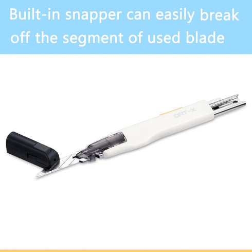 Utility Knife, DAT Series-X Portable Box Cutter, Fine Point Arts and Crafts Blade for Precision Cutting, with 10 Blade Pieces (White, 1 Cutter 10 ...