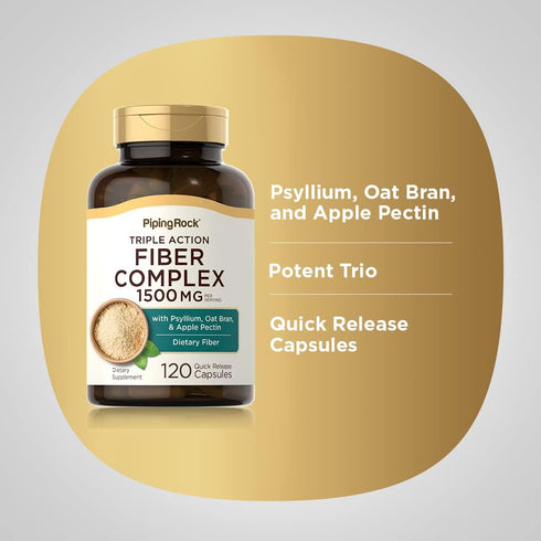 Piping Rock Fiber Complex | 1500mg | 120 Capsules | Triple Action Fiber | with Psyllium, Oat Bran and Apple Pectin | Non-GMO Supplement...