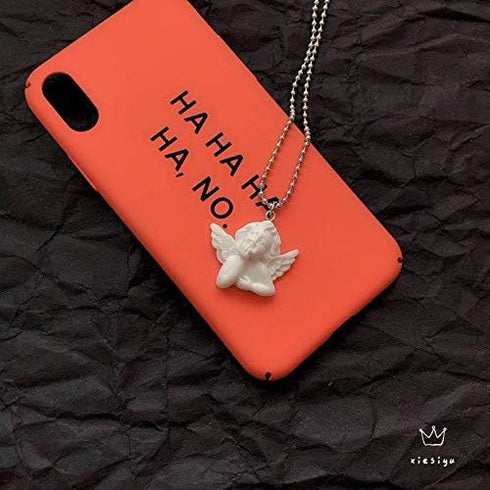2pcs Cute Cupid Angel Pendant Stainless Steel Necklace, Long Chain Baby Shaped Jewelry Sweetheart for Women Man Friendship Girl Gifts...