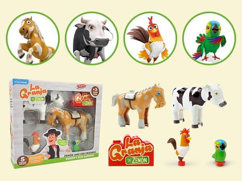 TOYMAKER La Granja de Zenon Bartolito Vaca Lola Farm Animal Dolls Toys for Ages 2-4 Building Block Figures Set with Spanish Music Box as Birthday ...