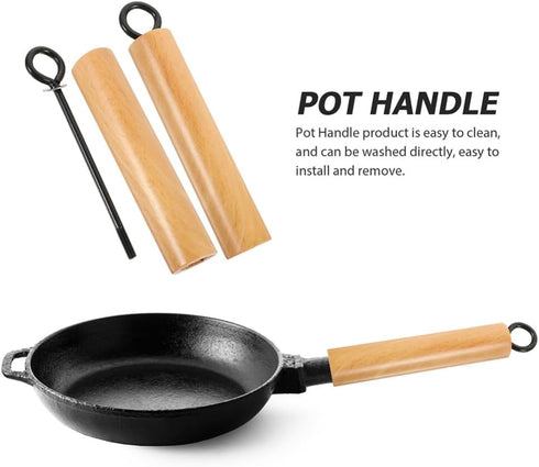 Wok Accessories 2 Pack Wooden Pot Handle Cooking Pot Handle Detachable Pot Handle Pot Grip Replacement Frying Pan Handle Removable Handle Cookware...