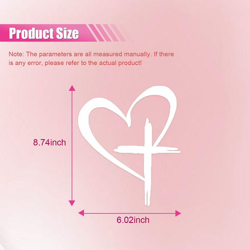 Love Cross Sticker Decal, Love Heart Cross Stickers, Decal Vinyl Sticker for Notebook, Car, Laptop, Window 8.7''×6''...
