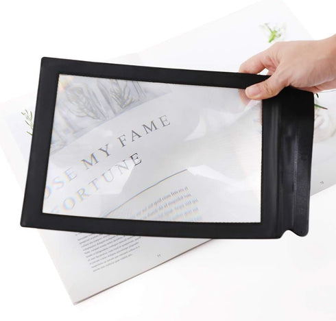 3X A4 Paper Size Magnifying Glass, PVC Plastic Full Page Reading Magnifier, Portable HD Old Man Reading Aid Lens Folding Large Sheets Magnifier Lo...