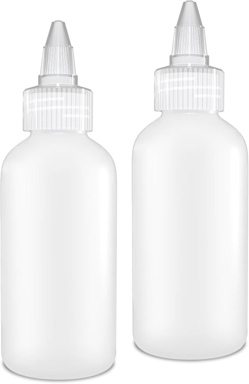 BRIGHTFROM Twist Top Applicator Bottles, Squeeze 4 OZ Empty Plastic Bottles, Refillable, Clear Open/Close Nozzle - Multi Purpose (Pack of 2)...