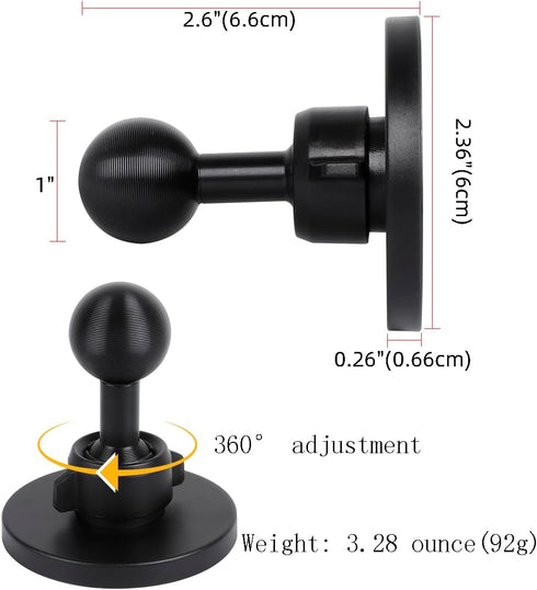 Super Magnetic Cell Phone Holder Base with 1" Ball for MagSafe iPhone 15 14 13 12 Series,Compatible with RAM mounts and Other B Size Ball Double S...