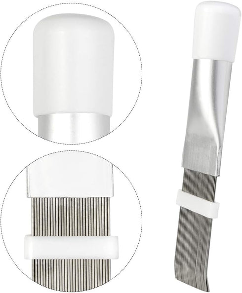 2-in-1 Air Conditioner Cleaning Tool: 2 Pieces - Condenser Fin Cleaning Brush & Stainless Steel Fin Comb - Nylon Bristles - White...