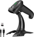 Bluetooth Barcode Scanner with Stand,Alacrity 1D Hands-Free Automatic Scanning 3-in-1 Connections Bluetooth&USB Wired&2.4GHz Wireless Barcode Read...