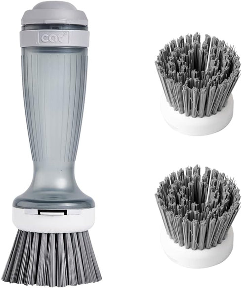 CQT Dish Brush with Soap Dispenser for Dishes, Kitchen Sink, Pot, Pan Scrubbing, 1 Brush 2 Refills...