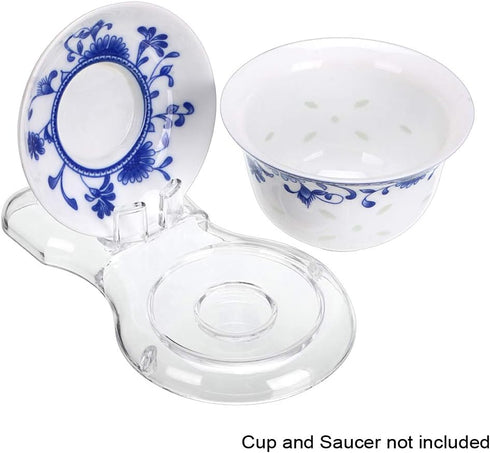 Hipiwe Acrylic Tea Cup Saucer Display Stands Clear Dinnerware Display Easel Stand Teacup Sets Plate Holder,Pack of 8 (8pcs,Short Legs)...