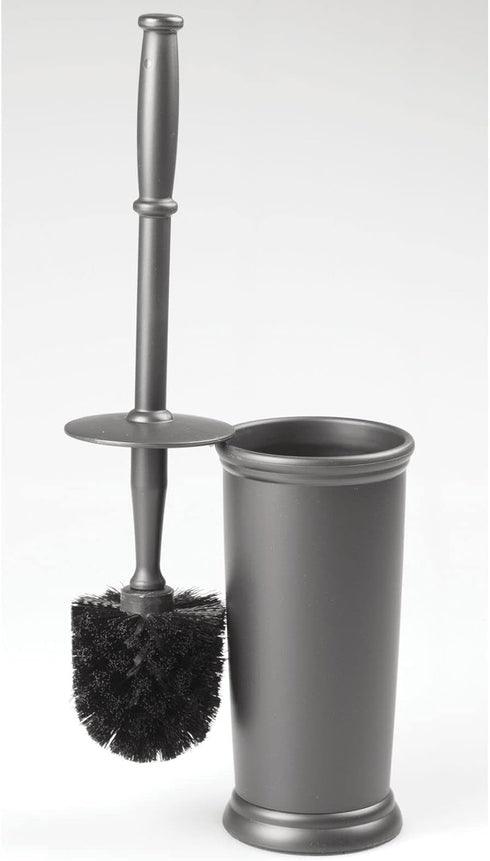 mDesign Toilet Bowl Brush and Holder - Covered Bathroom Toilet Brush - Standing Toilet Bowl Scrubber in Modern Holder - Space Saving, Deep Cleanin...
