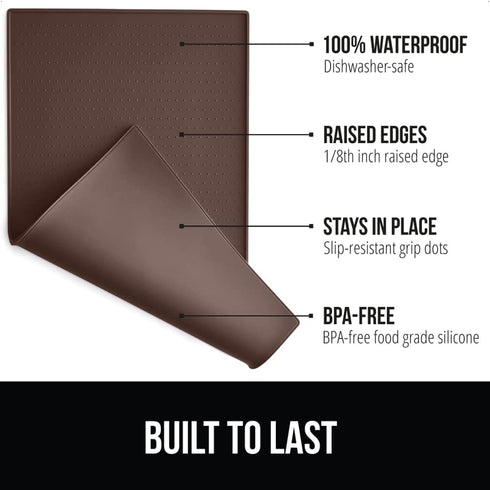 Gorilla Grip 100% Waterproof Raised Edge BPA Free Silicone Pet Feeding Mat, Dog Cat Food Mats Contain Spills Protects Floors, Placemats for Cats a...