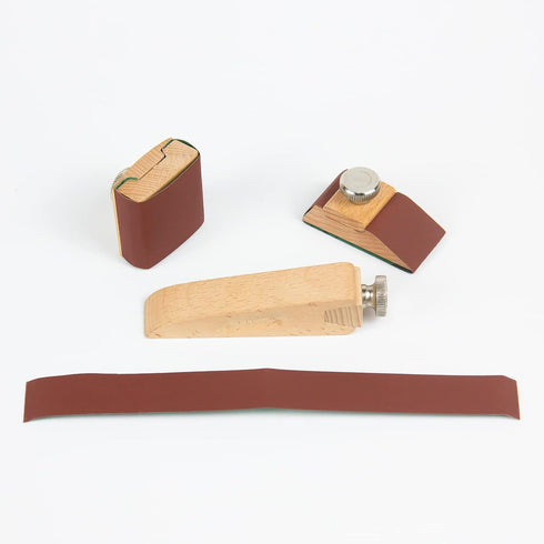 3Pcs Wooden Sandpaper Block Set, Square Bevel Wedge Hand Sanding Block, Handmade Leather Edge Grinding Polishing Tool for DIY Leather Craft Access...