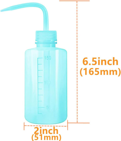 2pcs 150ml 5Oz Wash Bottle Blue Narrow Mouth Squeeze Bottle Medical Lab Plastic Safety Squeeze Bottle No Spill Bend Mouth Watering Cans...