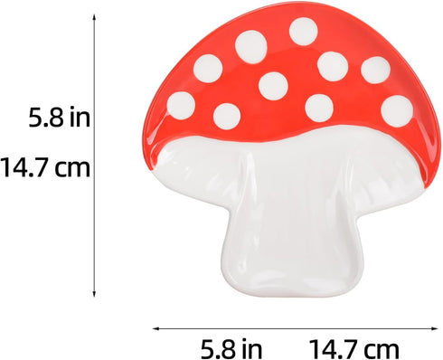 2 Pack Mushroom Spoon Rest for Stove Top, Ceramic Spoon Rest, Cute Spoon Holder for Kitchen Counter Utensil Rest,Mushroom Dishes for Teabag,Snack,...