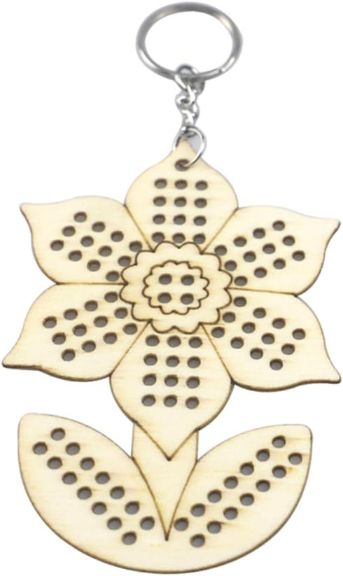 NUOBESTY 5pcs Set Flower Cross Keychain Cross Stitch Keychain Kit Sunflower Keychain Cross Stitch Stamped Kit Embroidery Kits Key Carabiner Craft ...