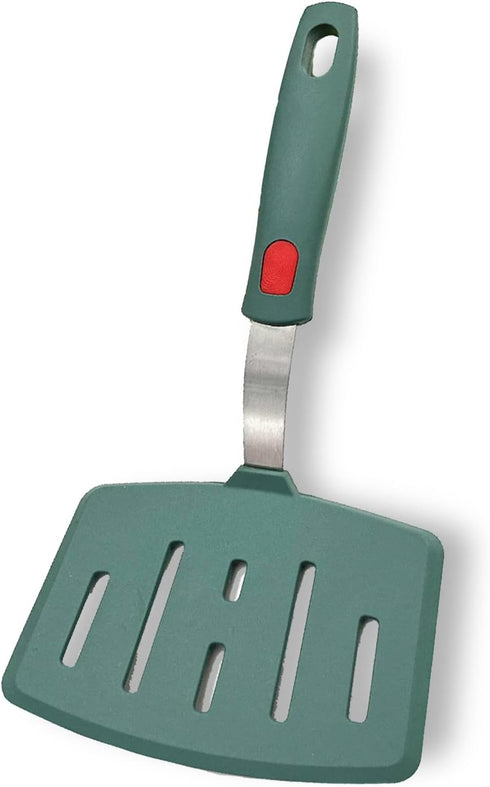 Silicone Fish Spatula Turner Wide Slotted Pancake Spatulas for Nonstick Cookware Pans Omelette Egg Spatula 600°F Heat-Resistant (Green)...