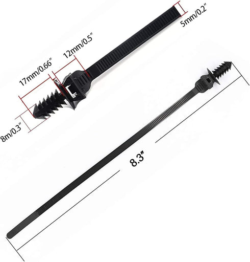 Benliu 50 Pcs Cable Zip Tie, 8.3x0.2 inch Heavy Duty Nylon Push Mount Self Locking Assortment Black, 8.3x0.2inch(50Pcs)...