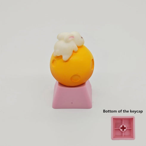 Cartoon Animal Keycaps DIY Personality Custom Cute ESC Keycap Replacement Bottom for MX Switches Custom Gaming Mechanical Keyboard (Moon Bunny)...