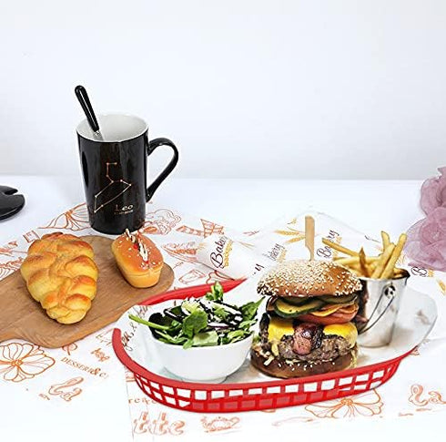 Cedilis 40 Pack Fast Food Baskets, 10.5 x 7 Inch Plastic Baskets, Food Service Tray for Hot Dogs, Burgers, Sandwiches, Fries, Barbecues, Picnics, ...