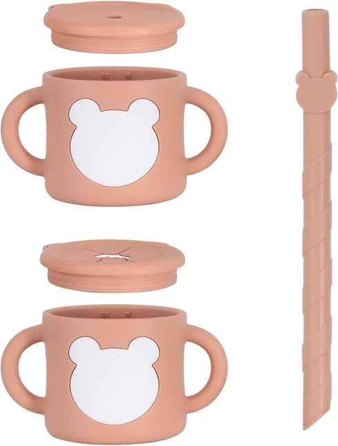 3-in-1 Silicone Training Cup Set - Ergonomic, Food-Grade Silicone, Includes Straw and Snack Lids, Dishwasher Safe...
