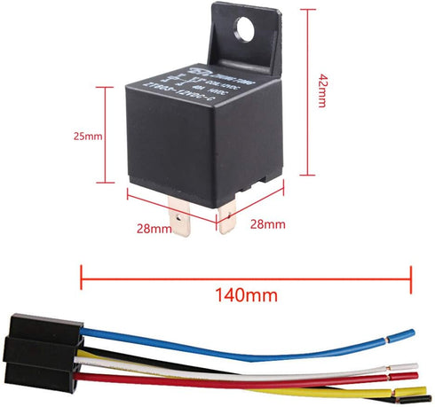 ESUPPORT Car Relay 12V 40A SPDT 5Pin Switch Socket Plug Wire Harness Automotive Pack of 5...