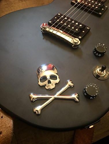 Car Motorcycle Skull Crossbones Emblem Metal Decal 3D Sticker Bone Badge for Suzuki Kawasaki Harley Yamaha Honda (Silver)...