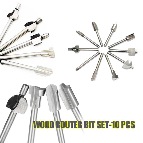 Router Bit 1/8 Inch Shank Wood Carving Router Bit Set, Rotary Tools Bits for Wood Carving, DIY Handcraft, Woodworking Carpentry Work-10 PCS...