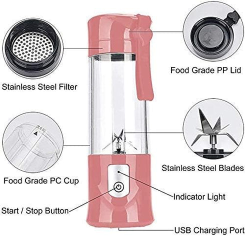 Portable Juicer Blender, USB Travel Juice Cup Baby Food Mixing Machince with Updated 6 Blades with Powerful Motor 4000mAh Rechargeable Battery,13O...