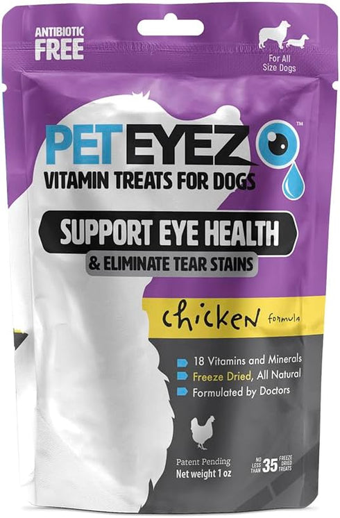 Pet Eyez Tear Stain Remover Vitamin Treats for Dogs - Support Eye Health & Reduce Itching & Tear Stain Buildup - 100% Natural Dog Treats w/Superfo...
